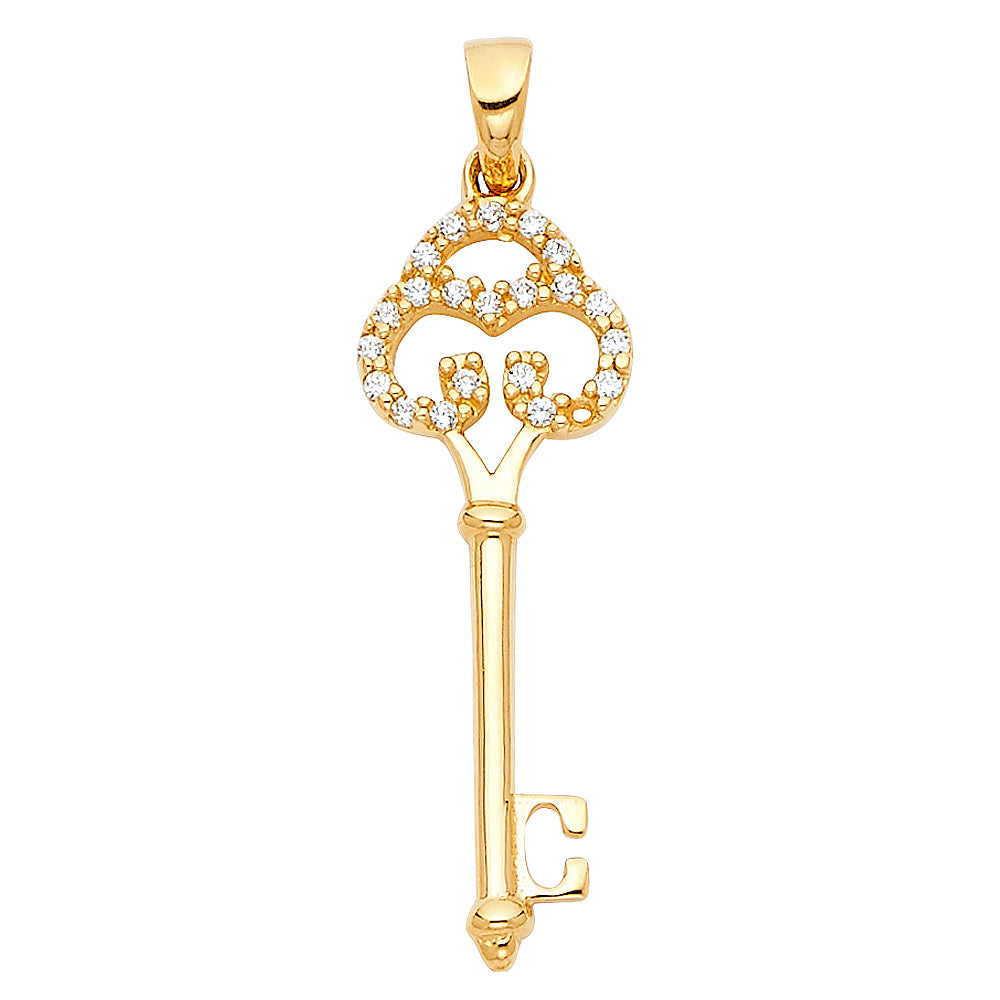 14KY CZ Key Pendant